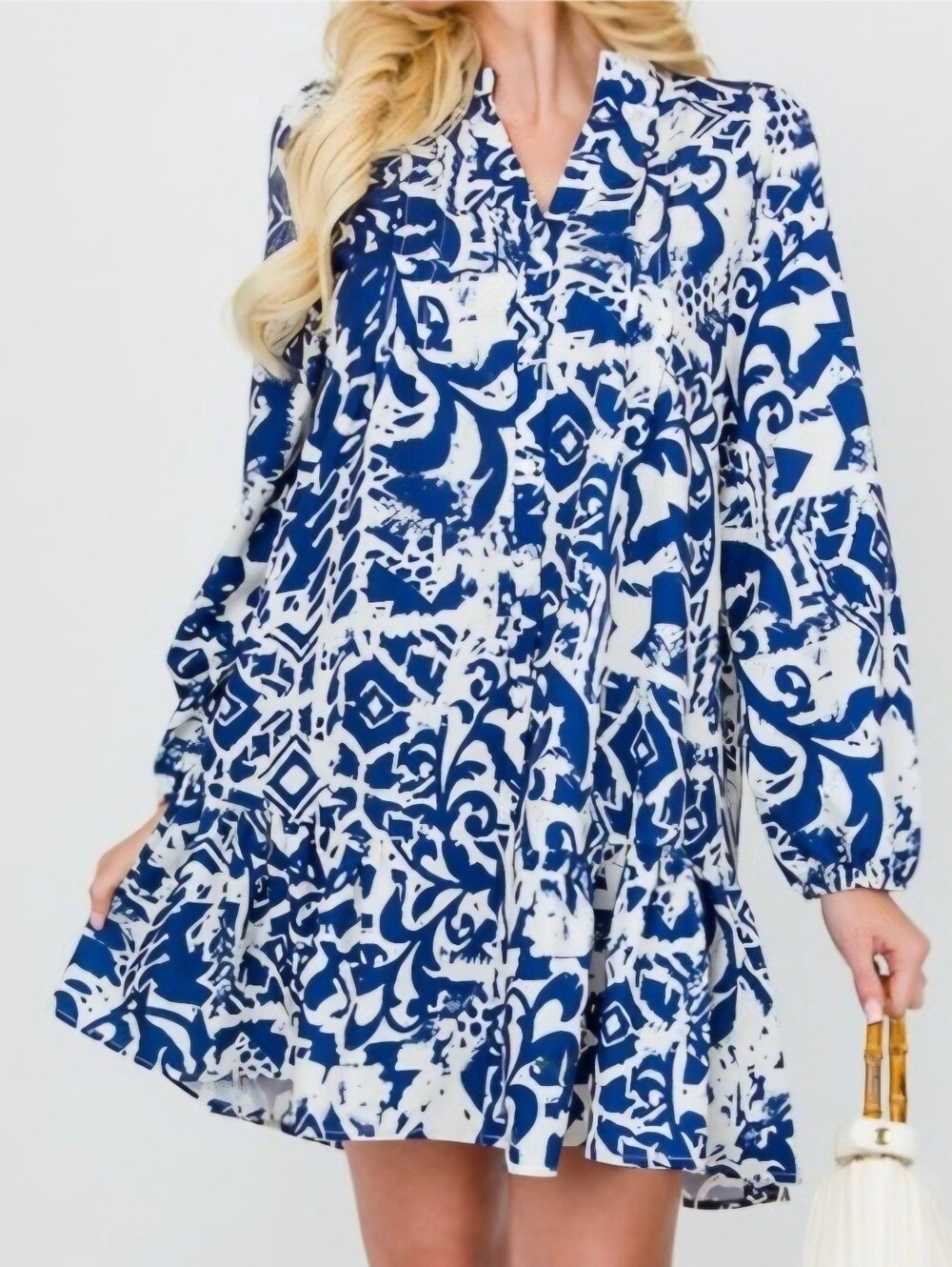 Zara Abstract Ikat Print Oversized Flowy Tiered Mini Dress Size Medium